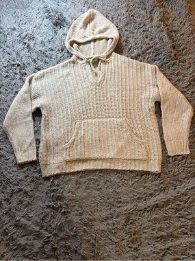 Aerie beige oversized chunky knit sweater hoodie sz S
